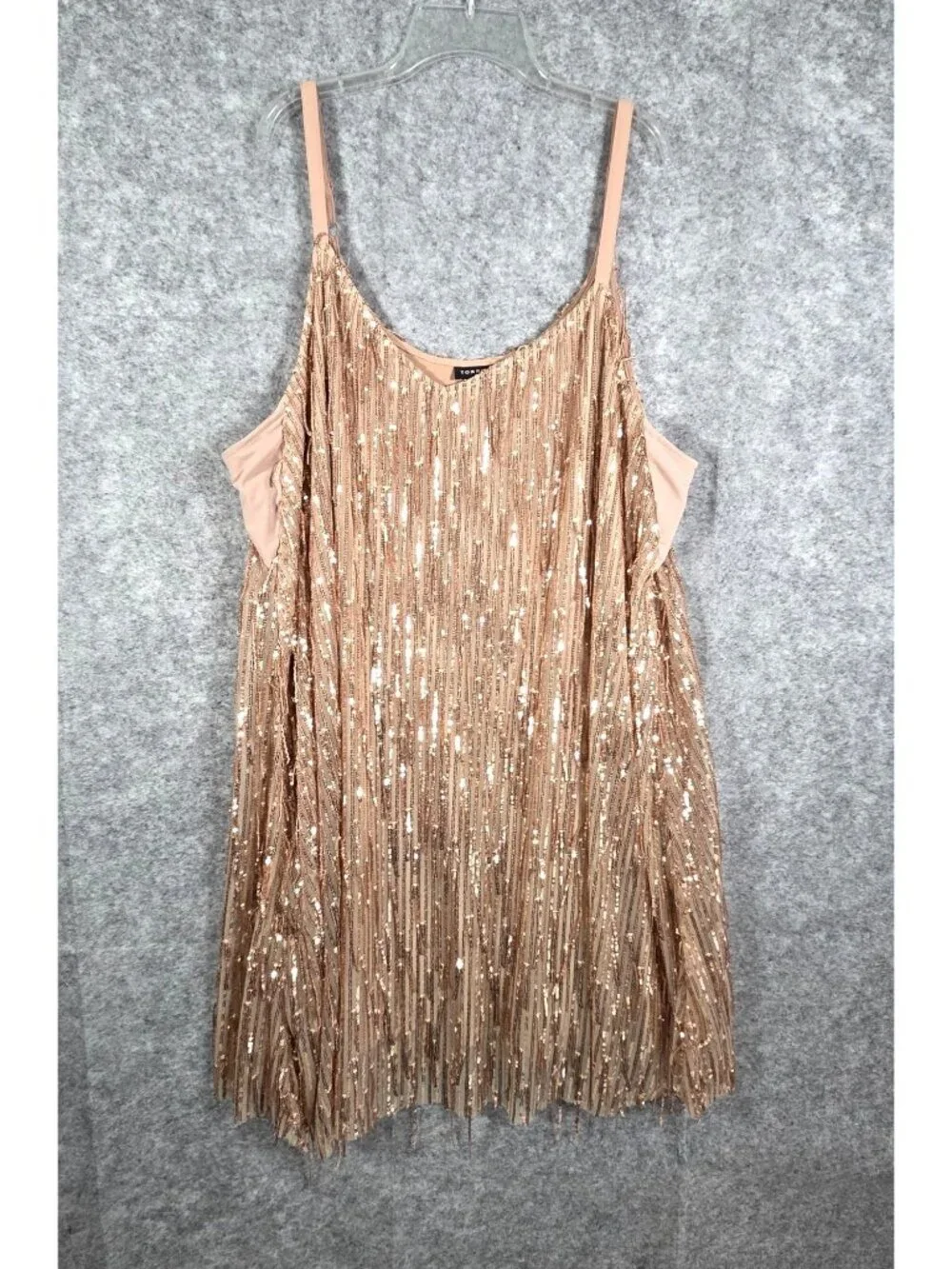 Torrid Dress Womens 3X Gold Sequin Fringe Mini Dress Sleeveless Party Cocktail P - Picture 2 of 12